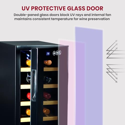 Koolatron 12 Bottle Wine Fridge – Freestanding Wine Cooler with Glass Door, 1.2 cu.ft, Beverage Can Refrigerator, Digital Temperature Control, Ideal for Red, White & Sparkling Wine, Champagne - Thumbnail 4