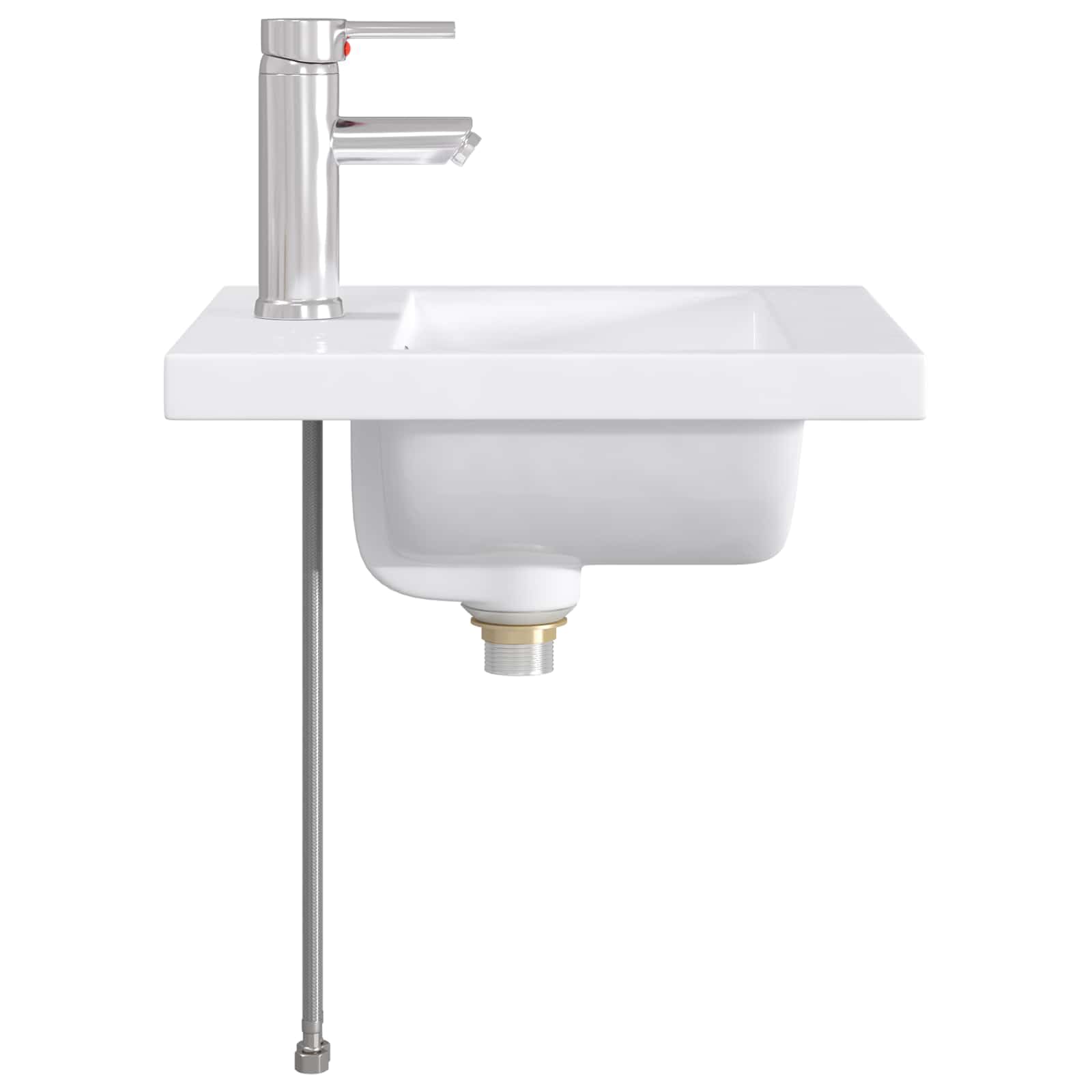 Modernes Waschbecken Badezimmer Chrom inkl. Wasserhahn und Abfluss, 42 x 40 x 16,5 cm Metallwaschbecken für Gäste-WC und Bad, Hitzebeständige Waschschale mit Schnellem Abfluss
