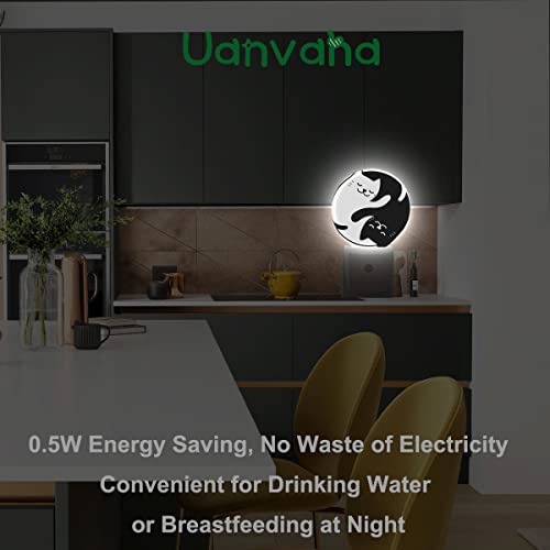 Image of Tai Chi Cat Nightlight Two Black White Cats Kitten Night Lights Plug into Wall Dusk to Dawn Sensor Round Night Light for Adults Boys Girls, 0.5W Energy Efficient