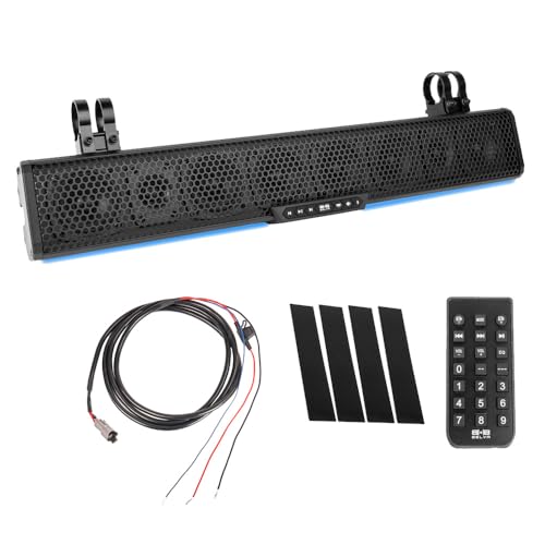 BELVA BASB27v2 27' 500W Amplified Weatherproof Bluetooth Soundbar for UTV/ATV/SxS/Golf Cart, 8-Speakers, RGB LED Lights, Remote Control, Preset Equalizer, Fits 1.5' - 2' Roll Bars