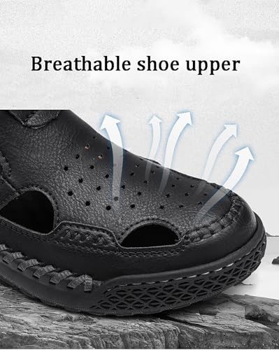 Mens Closed Toe Leather Sandals For Men Breathable Summer Shoes Fisherman Men's Outdoor Casual Shoe2