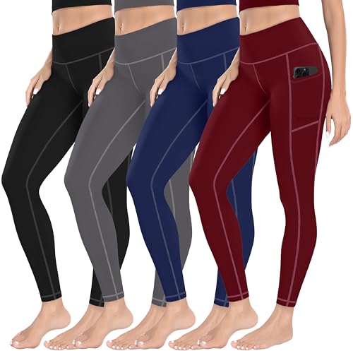 MIRITY Confezione da 4 leggings sportivi da donna con tasche