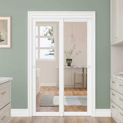 Bypass Mirrored Sliding Closet Door 48x80 with Hardware