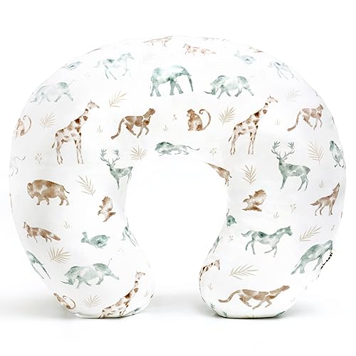 Image of GRSSDER Nursing Pillow Cover Stretchy Minky Removable Nursing Covers for Breastfeeding Pillows, Ultra Soft Comfortable Slipcover for Baby Boy and Girls, Stylish Pretty Animals