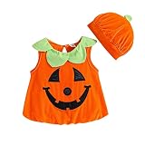 kushuang Robe Ceremonie Bebe 3 Mois Combinaison Ferme Enfant Enfant en Bas âge garçons Filles Halloween sans Manches Citrouille Cosplay Gilet Costume Hauts c Costume De Paque Bebe 6-9 Mois
