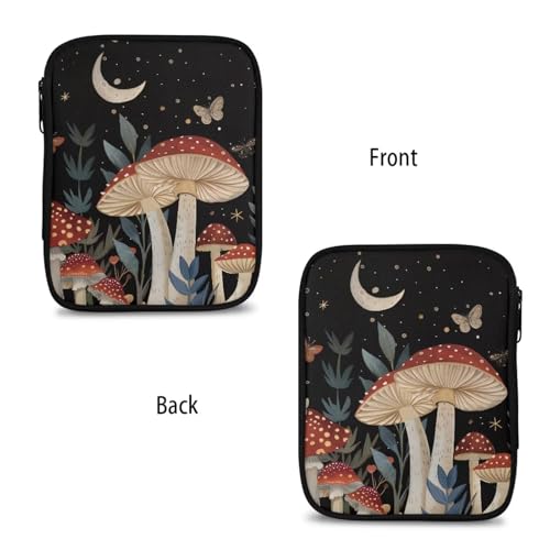 Image of Moon Mushroom Crochet Hook Case Organizer Easy to Clean Knitting Needle Storage with Web Pockets Crochet Hook Case for Travel Lightweight