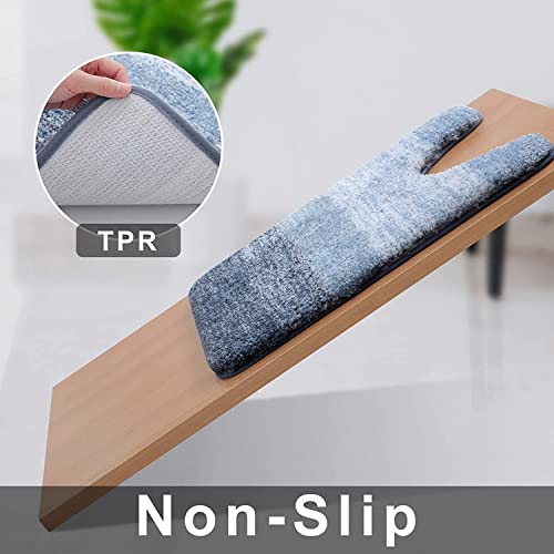 smiry Microfiber U-Shape Toilet Mat, Non-Slip Shaggy Soft Pedestal Mat for Bathroom Water Absorbent bath mat, 50 x 60 cm, Blue - Image 4