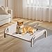 Leefasy Elevated Pet Bed with Metal Resistant Sturdy All Seasons Breathable Cooling Portable Pet Hammock for Indoor Cats, Gray, L