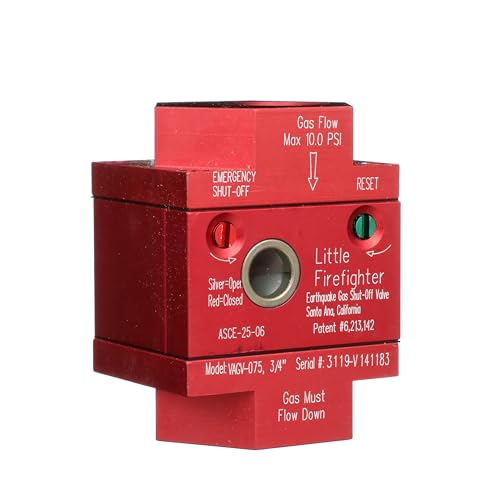 Watts Little Firefighter Earthquake Gas Shutoff Vertical Valve for Natural Gas and Propane Lines, 3/4" Connection, 5.4 Magnitude, Bracket and Assembly Kit, Silver by Watts - Used condition - US$89.00