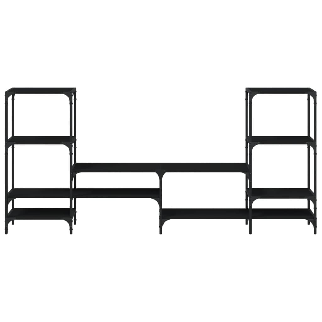 LAPOOH Szafka TV Drewno inżynieryjne Czarny 206,5x28,5x95 cm, Stół TV, Salon Stołowy Telewizor, Stół Telewizor, Meble Do Salonu, Stół Do Salonu TV - 842481