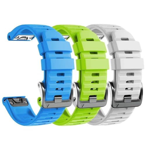 Bracelets de montre 26mm pour Garmin Fenix 6X Pro 5X Plus 7X - Lot de 3 pièces en silicone