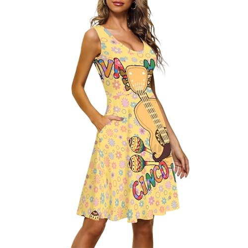 Image of TOADDITDO Womens Summer Sleeveless Tank Dress with 2 Side Pockets XS-4XL Plus Size
