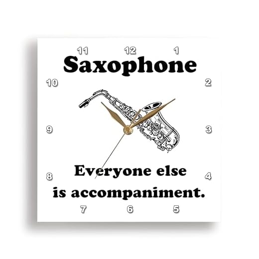 3dRose DPP_123065_1 Saxophone Everyone Else is Just Accompaniment Saxophone Musician Humor Wall Clock, 10 by 10-Inch