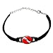 Scuba Diving Symbol - Dive - Novelty Suede Leather Metal Bracelet - Black