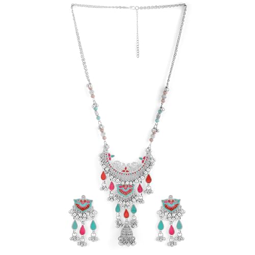 Image of Rubans Oxidised Necklace Set Indian Tribal Style Ethnic Jewellery Gift for Women & Girls