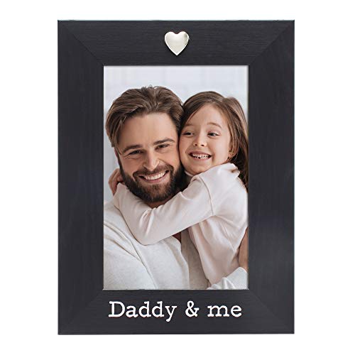Mimosa Moments Silver Heart Black Picture Frame For 4X6 Photo For Desk Tabletop (Daddy & Me) #TOP1