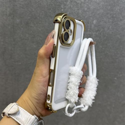 Coque iPhone 13 transparente de luxe antichoc à finition galvanoplastie blanche