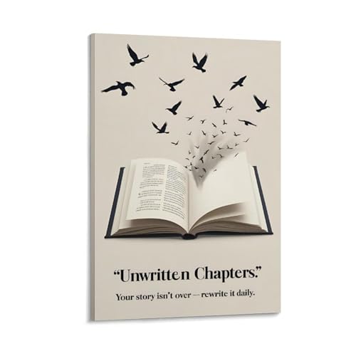 Eunoiax Inspirational Book Wall Art Motivational Quote Poster with Flying Birds And Open Pages Literary Life Quote Decor for Office Library Classroom Or Home Gift 12x18inch(30x45cm) Unframe