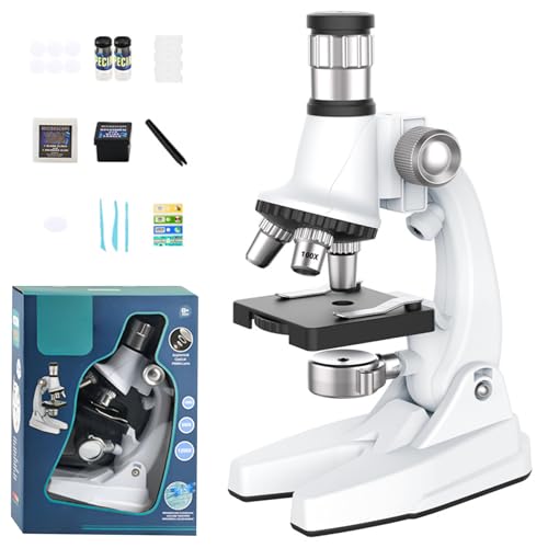 Microscope pour enfants 1200X avec LED et diapositives préparées kit scientifique de maison