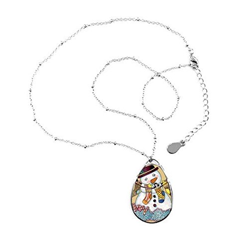 Collier pendentif bonhomme de neige chaussette illustration larme