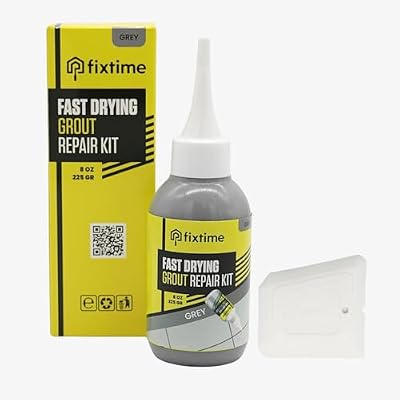 FIXTIME Tile Grout Repair Kit, Fast-Drying Epoxy Grout Filler for Bathroom, Shower, Kitchen, and Floor Tile, Grout Sealer & Whitener for Tile Grout Repair, Recolor & Restore (225g / 8 oz, Gray)