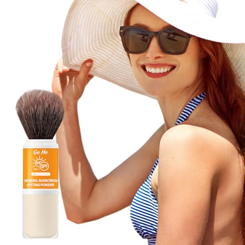Go Ho Mineral Sunscreen Setting Powder - SPF 50 Translucent Loose Natural Matte Face Makeup Brush-in For All Skin Tones Sunscreen Brush Powder for Hair and Scalp