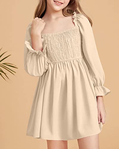 Little Girls Kids Summer Chiffon Ruffle Mini Dress Square Neck Lantern Sleeve Short Dress Tulle Smocked2