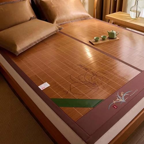 YQMHEZ Colchoneta de Bambú, Esterilla China para Cama, Esterillas de Aire Acondicionado Plegables de Doble Cara, Esterillas Refrescantes de Bambú Y Ratán para Camas Individuales, Dobles Y Queen Size(8