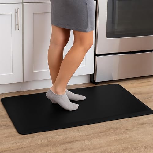 K Collection Heavy Duty Anti Fatigue Standing Mat – High Density Cushioned Non-Slip Mat for Standing Desks, Office, Kitchen Rug - Black 44cm x 71cm