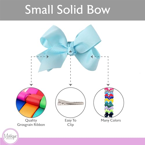 Image of Small Solid Bow for Girls - Set of 12 (Light Blue)
