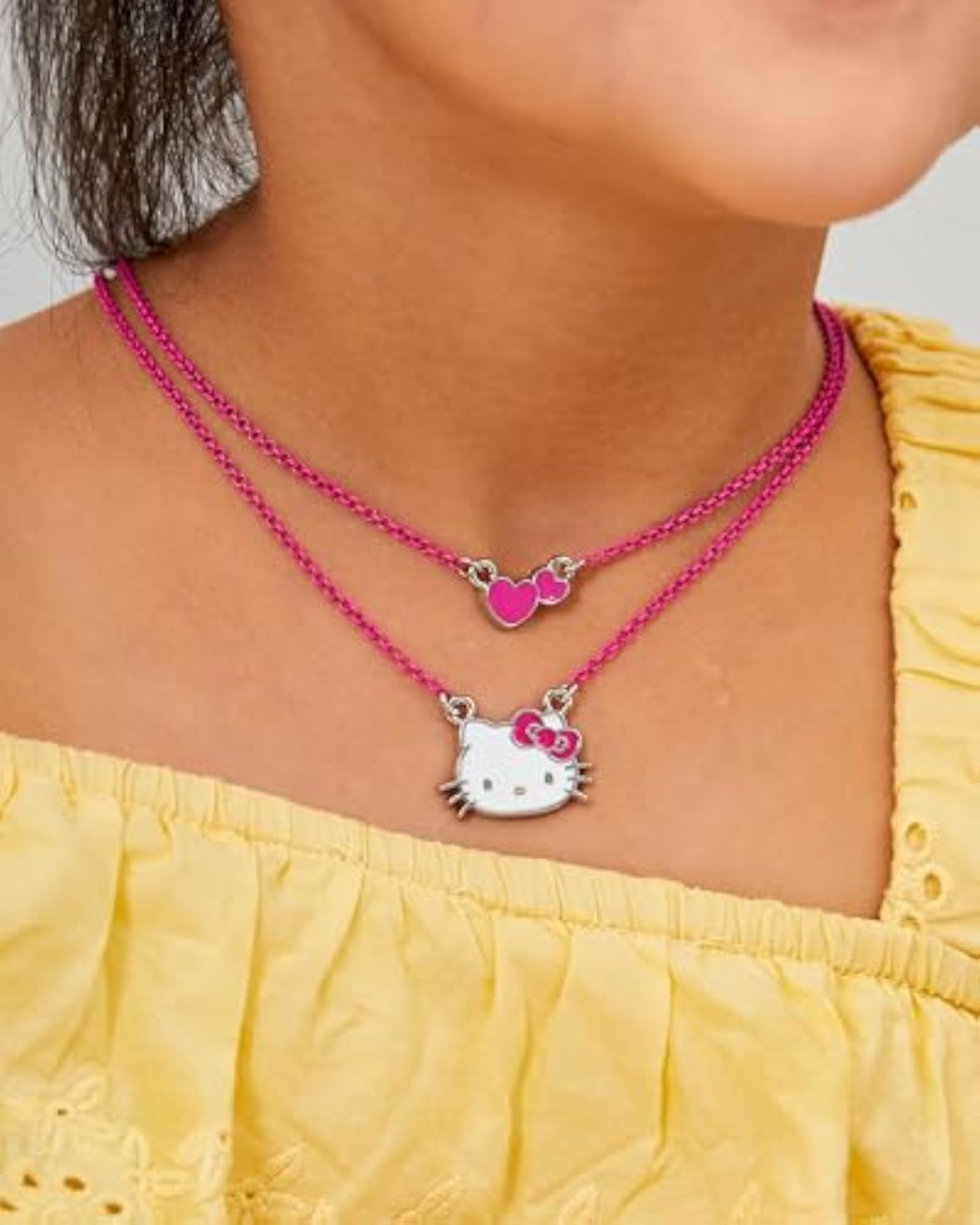 Hello Kitty Enamel Fashion Double Necklace Set