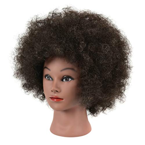 FUTAI Kinky Curly 100% Human Hair Mannequin Head for Hair Practice & Training