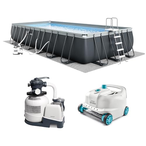 INTEX 26363EH Ultra XTR 24ft x 12ft x 52in Above Ground Swimming Pool Set with Sand Filter Pump and...