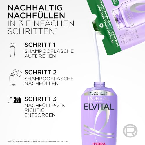 L'Oréal Paris Elvital Hydra Hyaluronic Shampoo Feuchtigkeitsboost, 1000 ml