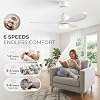 52" Low Profile Flush Mount Smart Ceiling Fan With Light White - 2