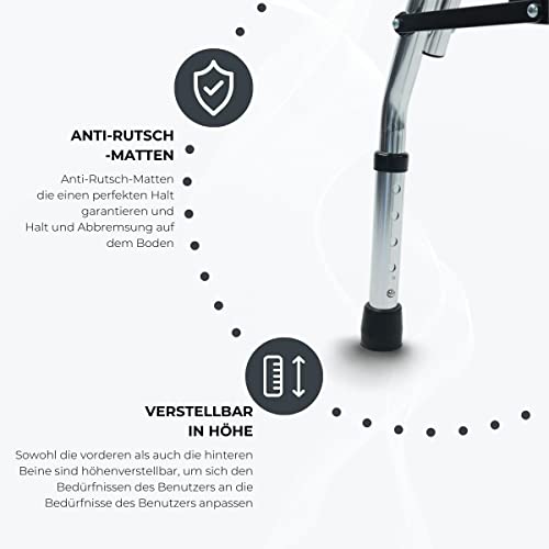 Gehbock Mobiclinic Rollator aus Aluminium mit 2 Rädern