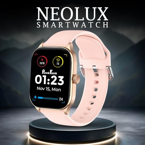 Image of PunnkFunnk NeoLux 1.96 inch HD Display Smartwatch for Men & Women 2025 with 110+ Sports Modes, Heart Rate, Sleep Monitor, IP68 Waterproof, Answer /Make Calls for Android & iOS(Pink)