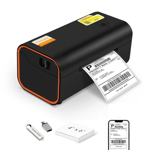 Yinleader 4x6 Shipping Label Printer, Bluetooth Thermal Label Printer Compatible with Windows, Mac OS, ChromeOS, iOS and Android, Widely Used for Amazon, Ebay, UPS, USPS, FedEx, Shopify (Black)