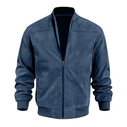 Veste bomber en daim synthétique couleur unie veste rétro homme