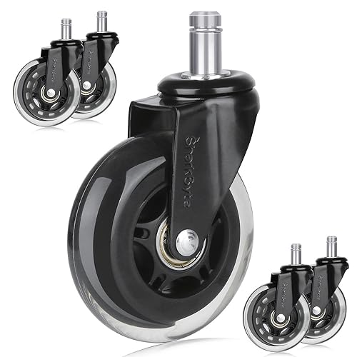 Roulettes de chaise de bureau pivotantes en caoutchouc de 10 mm pour tous les sols, y compris les planchers en bois dur, roulettes ultra résistantes, roulettes de protection du sol, compatibles avec