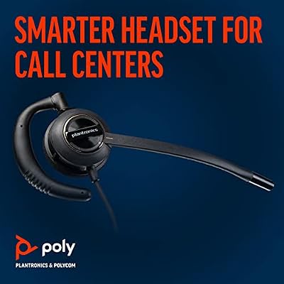 Poly - EncorePro 530 Quick Disconnect (QD) Headset (Plantronics) - Works with Poly Call Center Digital Adapters (Sold Separately) - Acoustic Hearing Protection - Over-the-Ear Wearing Style,Black