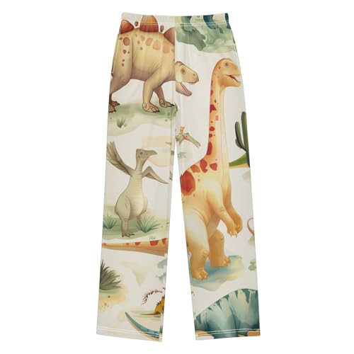 ZZXXB Dinosaur Retro Palm Tree Boys Long Pants Soft Trousers Elastic Waist Kids Lounge Bottoms with Pockets S-XL