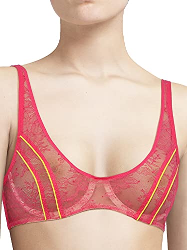 Chantal Thomass Bra Clash Full Cup Bra Sheer Non Padded Lipstick White Lingerie