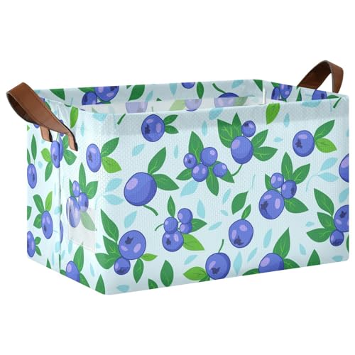 KLL Blueberry – Lot de 2 paniers de rangement avec poignées pour placard, étagère, commode