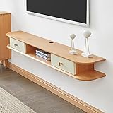 Bois massif : le meuble TV flottant est fabriqué en bois de hêtre et rejette les panneaux artificiels.Structure stable et durable, surface de couleur bois naturel à base d'eau, étanche à l'eau et à la poussière, facile à nettoyer.