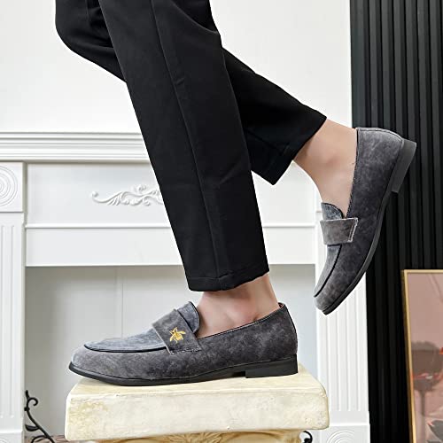 Image of FLQL Men's Luxury Penny Loafer Slip-On Velvet Shoes Party Dancing Shoes Suede Wedding Shoes Plus Size 7-13