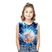 OOTBIN Boys Tank Tops Tie Dye Shirt Kids Sleeveless T Shirts Neon Blue Baseball Tees for 11-12 Years Girls
