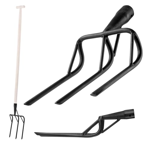 KADAX Spatengabel mit verstärktem Stahlkopf und 3 Zinken, Gartengabel zum Auflockern und Umgraben von harten Böden, Grabegabel aus Stahl (Ohne Stiel)