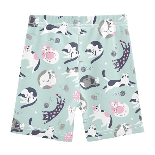 CaTaKu Girls Bike Shorts Cotton Cartwheel Shorts for Girls Toddler Cute Cats Scandinavian Clothes Size 4-10Y2