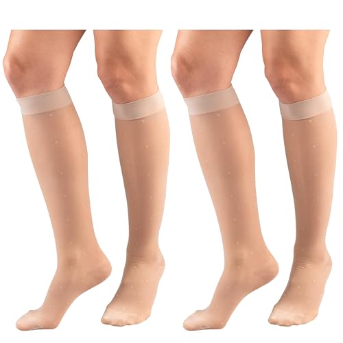 Image of Truform Compression 15-20 mmHg Sheer Knee High Stocking, Medium (Pack of 2) (1773ND-M 2PK)